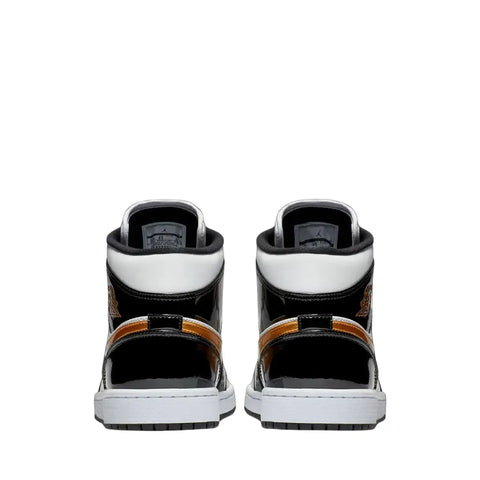 Air Jordan 1 Mid SE Black Gold Patent Leather - Sneakers