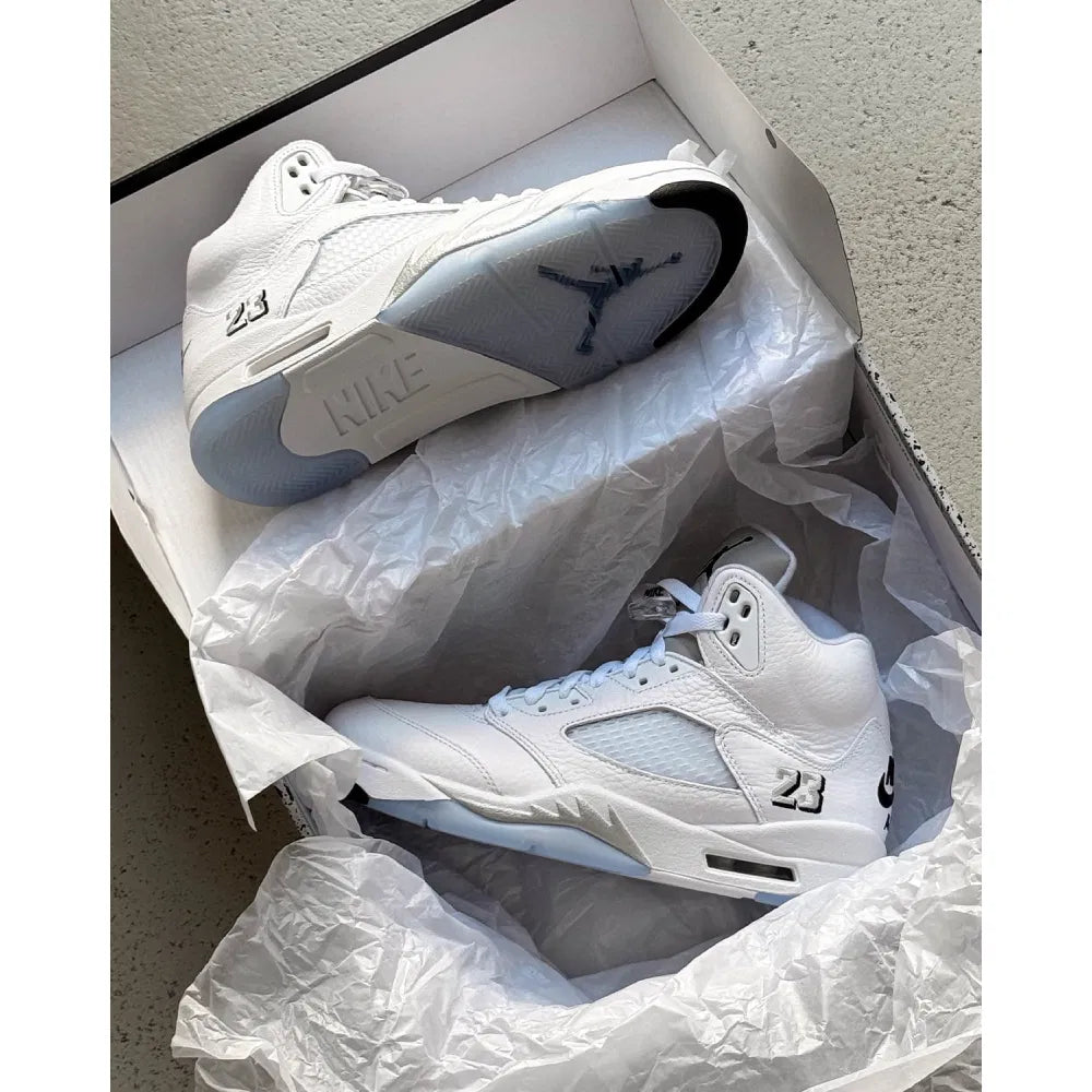 Air Jordan 5 Retro OG White and Metallic Silver